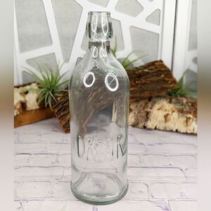 Rae Dunn DRINK Clear Glass Collection Embossed Bottle